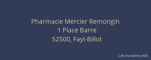 Pharmacie Mercier Remongin