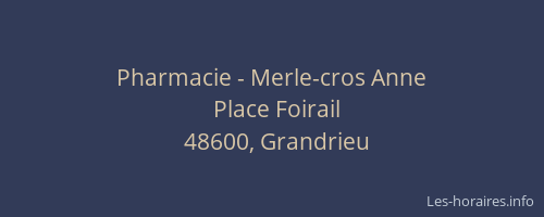 Pharmacie - Merle-cros Anne