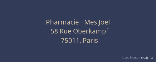 Pharmacie - Mes Joël