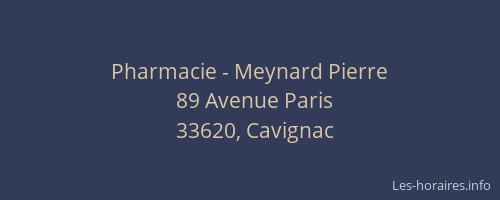 Pharmacie - Meynard Pierre