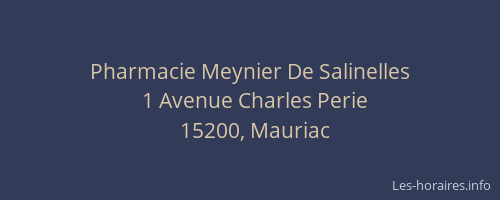 Pharmacie Meynier De Salinelles
