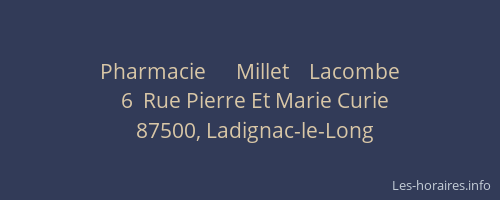 Pharmacie      Millet    Lacombe