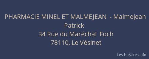 PHARMACIE MINEL ET MALMEJEAN  - Malmejean Patrick