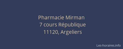 Pharmacie Mirman