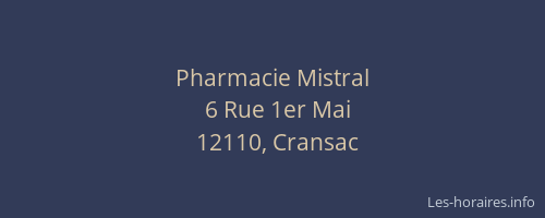 Pharmacie Mistral