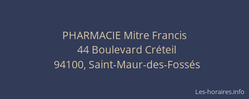 PHARMACIE Mitre Francis