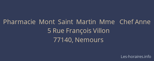 Pharmacie  Mont  Saint  Martin  Mme   Chef Anne