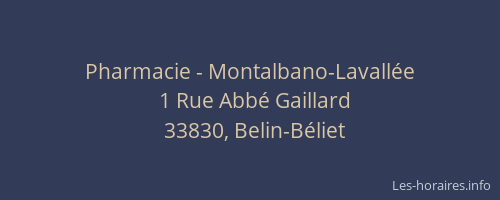 Pharmacie - Montalbano-Lavallée