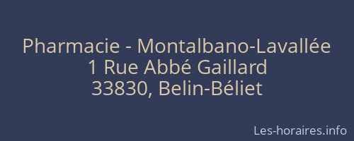 Pharmacie - Montalbano-Lavallée