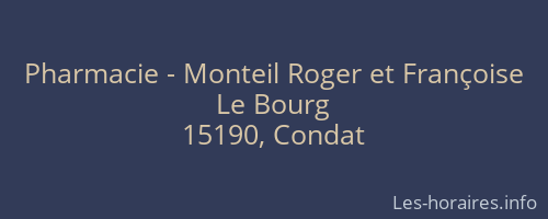 Pharmacie - Monteil Roger et Françoise