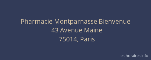 Pharmacie Montparnasse Bienvenue