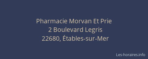 Pharmacie Morvan Et Prie
