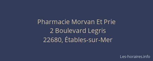 Pharmacie Morvan Et Prie