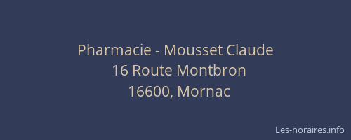 Pharmacie - Mousset Claude