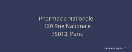 Pharmacie Nationale