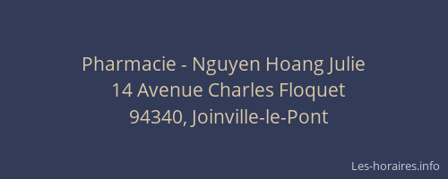 Pharmacie - Nguyen Hoang Julie