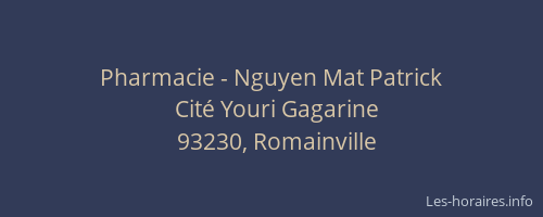 Pharmacie - Nguyen Mat Patrick