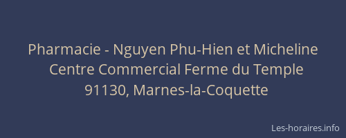 Pharmacie - Nguyen Phu-Hien et Micheline