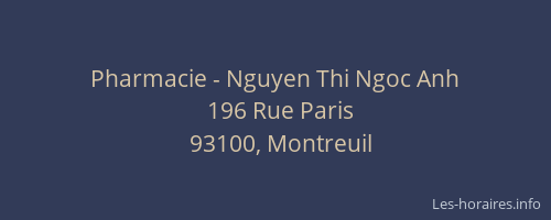 Pharmacie - Nguyen Thi Ngoc Anh