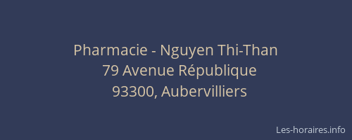 Pharmacie - Nguyen Thi-Than