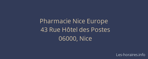 Pharmacie Nice Europe