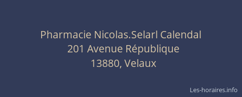 Pharmacie Nicolas.Selarl Calendal