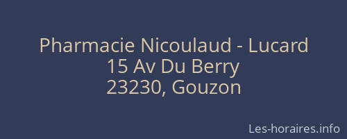 Pharmacie Nicoulaud - Lucard