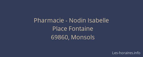 Pharmacie - Nodin Isabelle