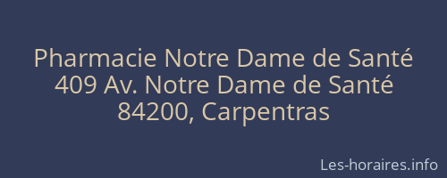 Pharmacie Notre Dame de Santé