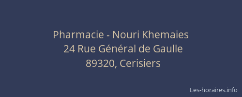 Pharmacie - Nouri Khemaies