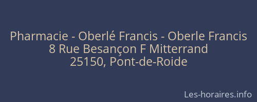 Pharmacie - Oberlé Francis - Oberle Francis