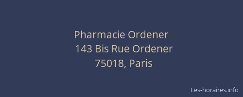 Pharmacie Ordener