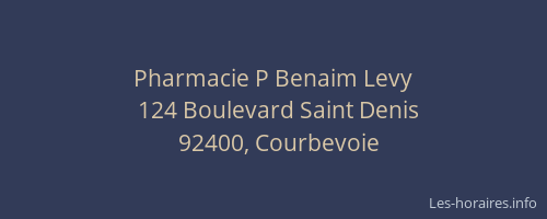 Pharmacie P Benaim Levy