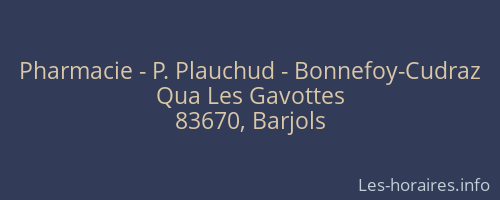 Pharmacie - P. Plauchud - Bonnefoy-Cudraz