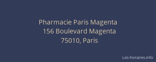Pharmacie Paris Magenta