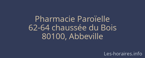 Pharmacie Paroïelle
