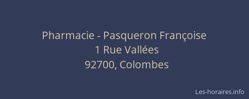 Pharmacie - Pasqueron Françoise