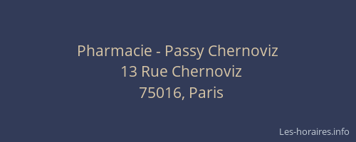 Pharmacie - Passy Chernoviz