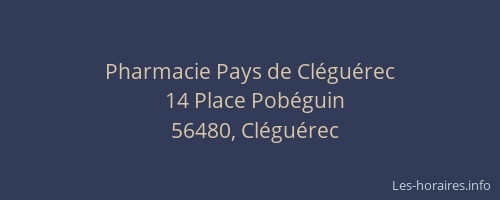 Pharmacie Pays de Cl&eacute;gu&eacute;rec