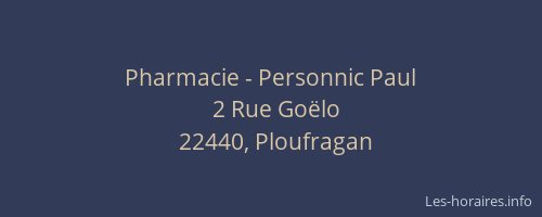 Pharmacie - Personnic Paul