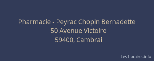 Pharmacie - Peyrac Chopin Bernadette