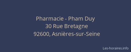 Pharmacie - Pham Duy