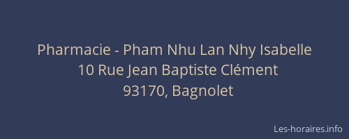 Pharmacie - Pham Nhu Lan Nhy Isabelle