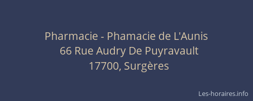 Pharmacie - Phamacie de L'Aunis
