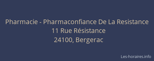Pharmacie - Pharmaconfiance De La Resistance