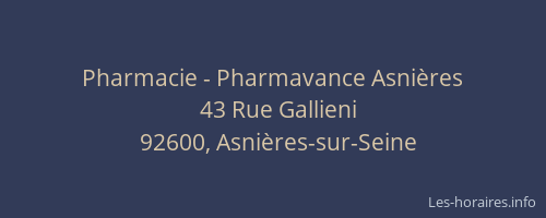 Pharmacie - Pharmavance Asnières