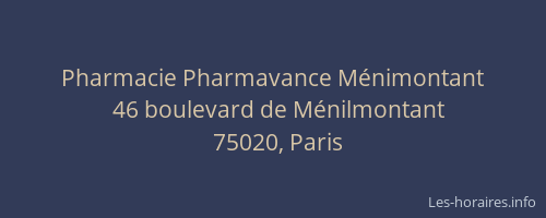 Pharmacie Pharmavance Ménimontant