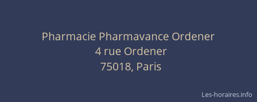 Pharmacie Pharmavance Ordener