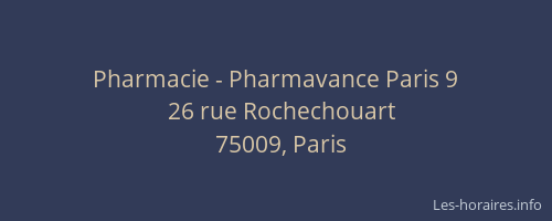 Pharmacie - Pharmavance Paris 9
