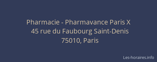 Pharmacie - Pharmavance Paris X